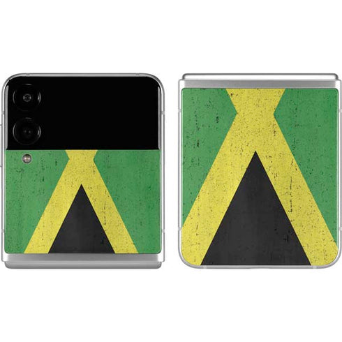 Jamaica Flag Distressed Galaxy Z Flip4 5G Skin